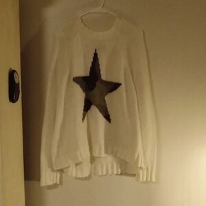 Womens large white and camo star sweater. Brand is Wooden Ships. Worn a few time